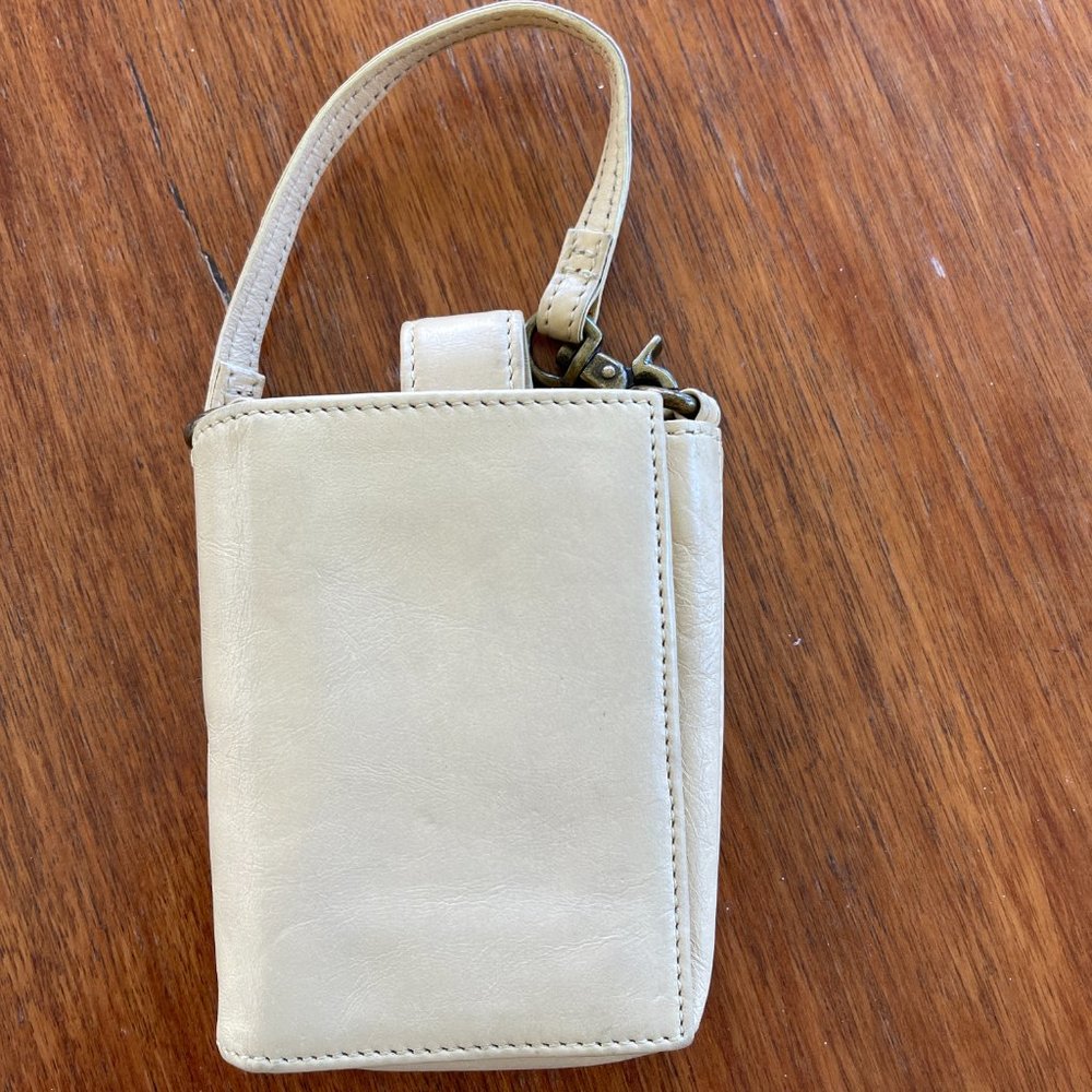 Pale yellow leather HOBO wristlet